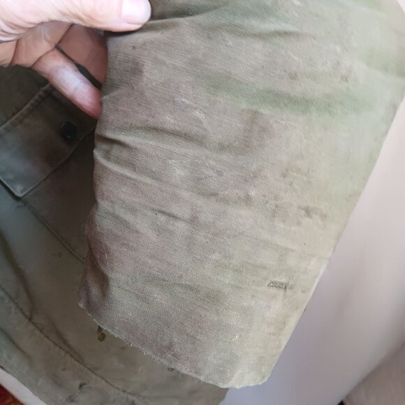 Large Vintage Men's Deck Jacket 60s 70s Vietnam A2 Navy Stenciled Distress - Picture 10 of 16